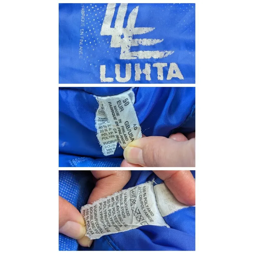 VTG LUHTA Ski Jacket Mens US40 Blue Bear Paw Print Streetwear Retro Snowboarding